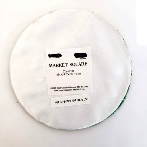 NEW!! (4) Watermelon Beaded 4" Round Red Summer Coasters, Set of 4 - Picture 4 of 6